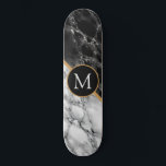 Personlig Brev Skateboard Marble Stone<br><div class="desc">Skateboard personlig med svartvit stämpeldesign - lägg till Brev / eller År - Ålder / Antal / Mer - med Anpassning Verktyg !</div>