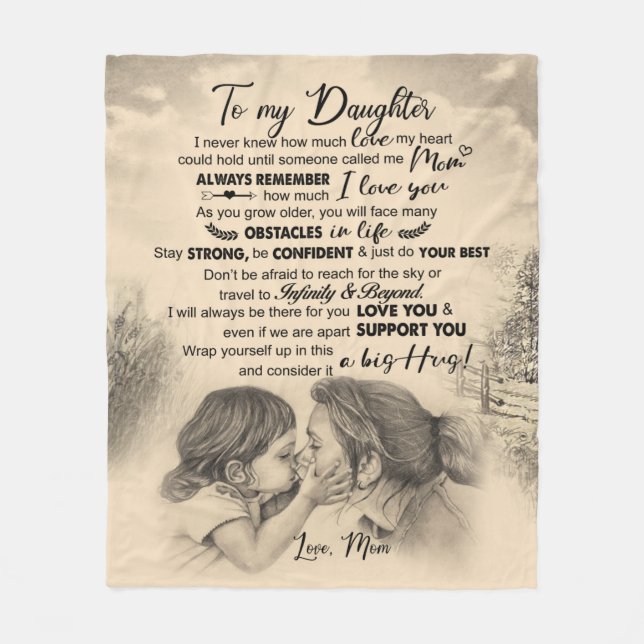 Personlig Brev till min dotter från Mamma Fleecefilt (Framsidan)