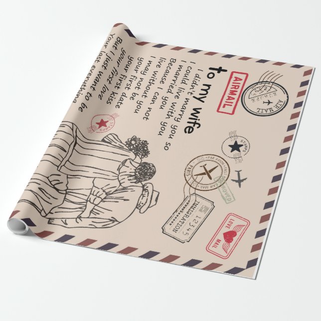 Personlig Brev till min fru, fru födelsedagspresen Presentpapper (Utrullad)