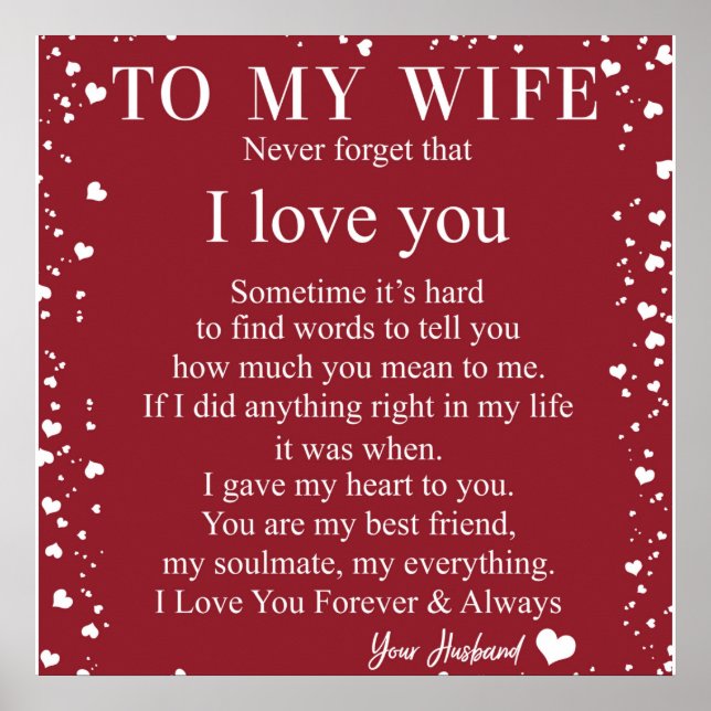 Personlig Brev till min fru, några hjärtans alla h Poster (Framsidan)