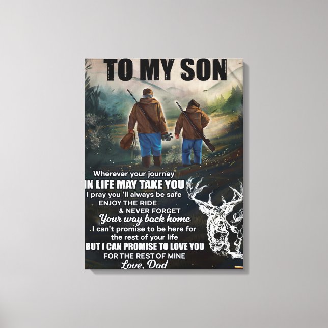 Personlig Brev till min son från Pappa Blanket, Canvastryck (Framsida)