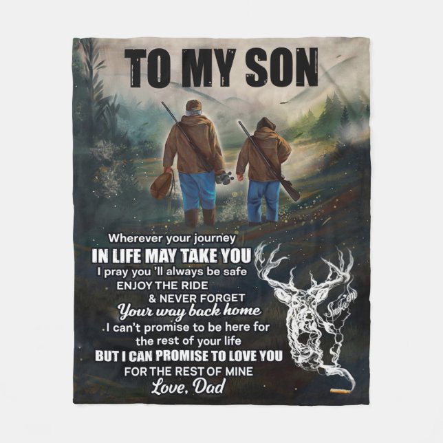 Personlig Brev till min son från Pappa Blanket, Fleecefilt (Framsidan)