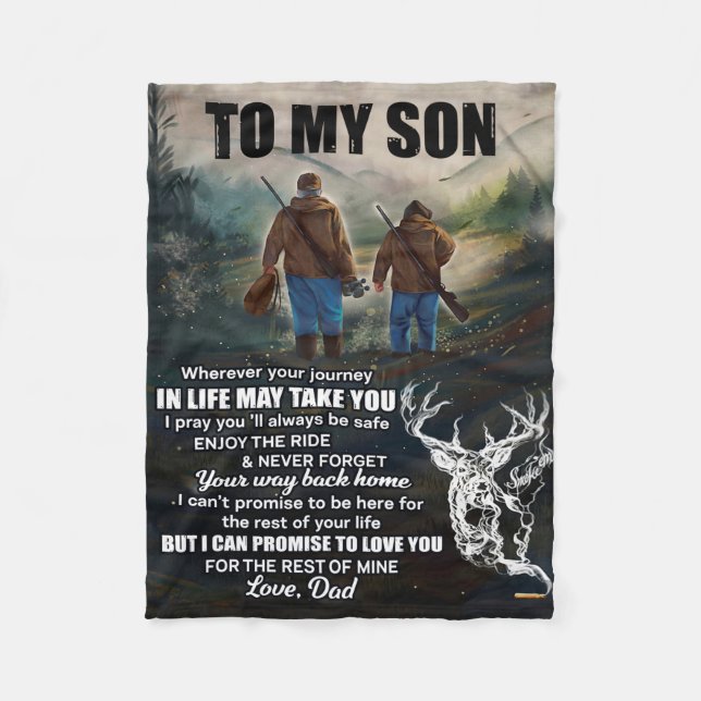 Personlig Brev till min son från Pappa Blanket, Fleecefilt (Framsidan)