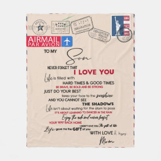 Personlig Brev till min son, Idea Son Birthday Fleecefilt