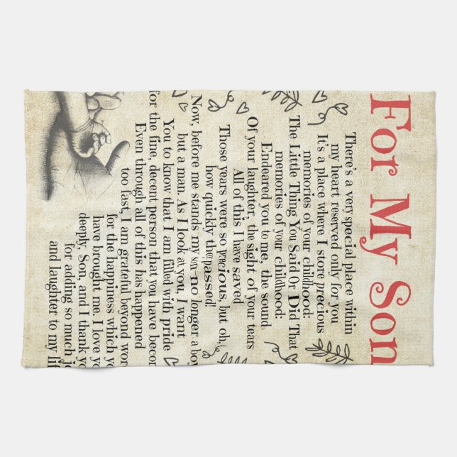 Personlig Brev till min son, min son födelsedag Kökshandduk (Horisontell)