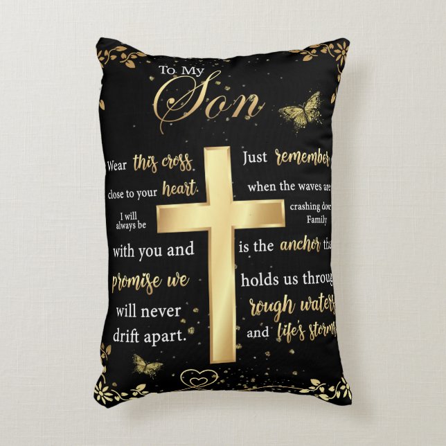 Personlig Brev till min son Prydnadskudde (Framsidan(Vertikal))