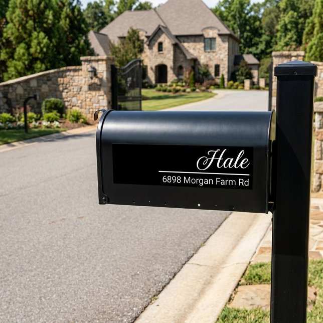 Personlig brevlåde-dekal: Efternamn & adress Bildekal (Personalized Mailbox Decal Last Name & Address Vinyl, House Number)