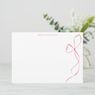 Personlig brevpapper med rosa akvarellbåge tack kort