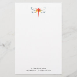 Personlig brevpapper Watercolor Röd Trollslända