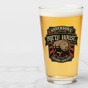 Personlig Brew House-etikett Beer Brewing Pub Pub Glaskopp