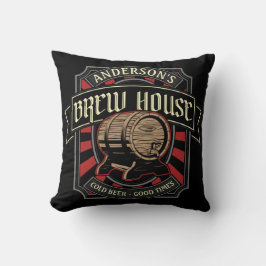 Personlig Brew House-etikett Beer Brewing Pub Pub Kudde