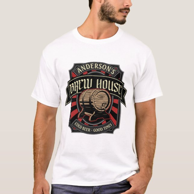Personlig Brew House-etikett Beer Brewing Pub Pub T Shirt (Framsida)