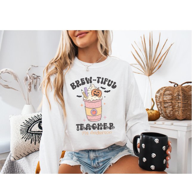 Personlig Brew-tiful Teacher Halloween-Pumpkin T Shirt (Skapare uppladdad)