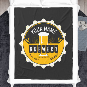 Personlig Brewery Beer Flaska Cap Pub Fleecefilt