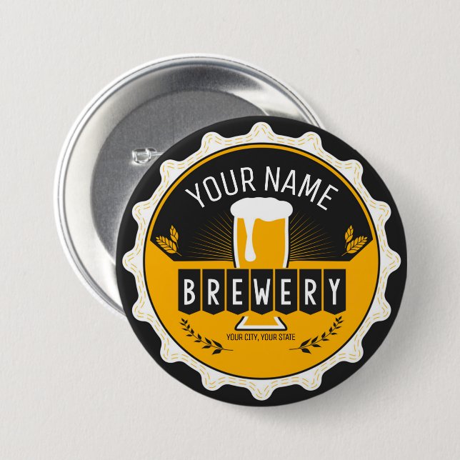 Personlig Brewery Beer Flaska Cap Pub Knapp (Framsida & baksida)