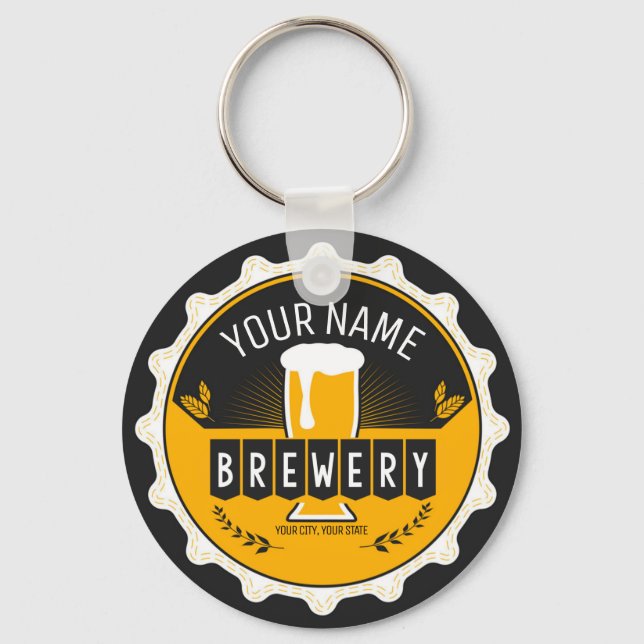 Personlig Brewery Beer Flaska Cap Pub Nyckelring (Framsida)