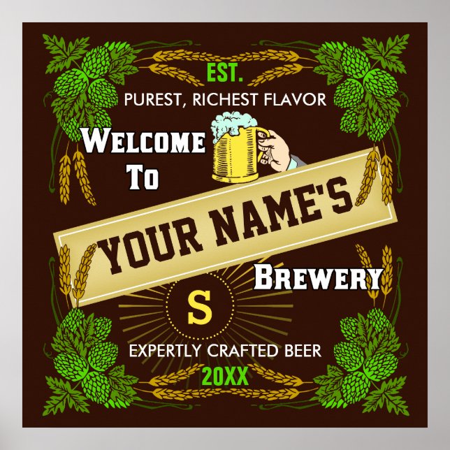 Personlig Brewery / Beer Welcome Sign Poster (Framsidan)