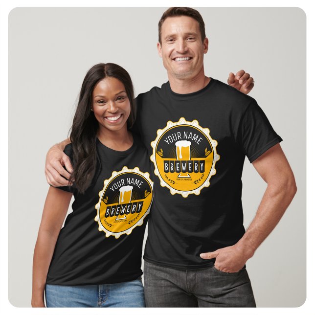Personlig Brewery Craft Beer Flaska Cap Pub T Shirt (Skapare uppladdad)
