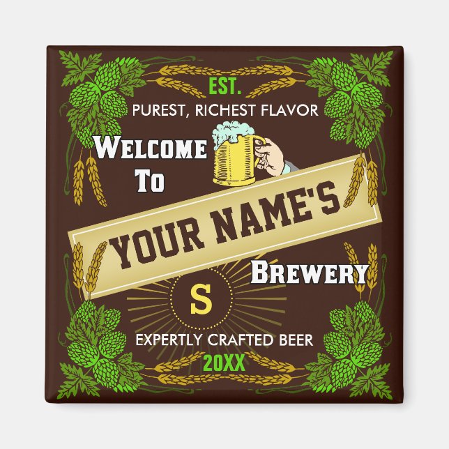 Personlig Brewery Welcome: Skutt Barley Beer Magnet (Framsidan)