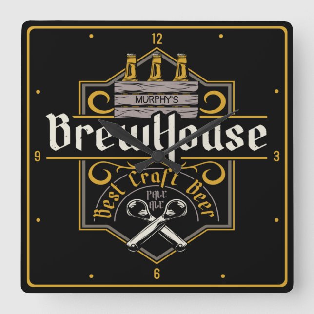 Personlig BrewHouse Best Craft Beer Ale Pub Fyrkantig Klocka (Framsida)