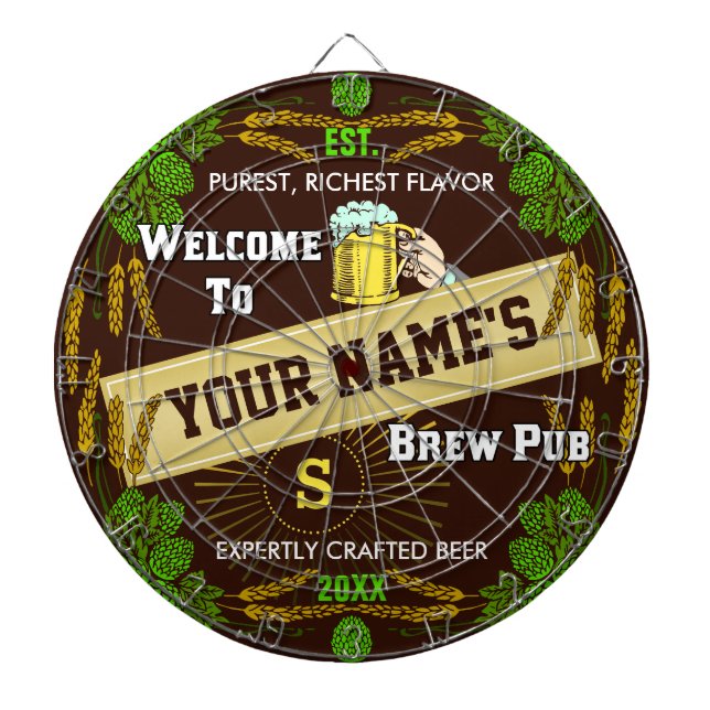 Personlig Brewpub Välkomsthälsning: Skutt Barley B Darttavla (Framsidan)