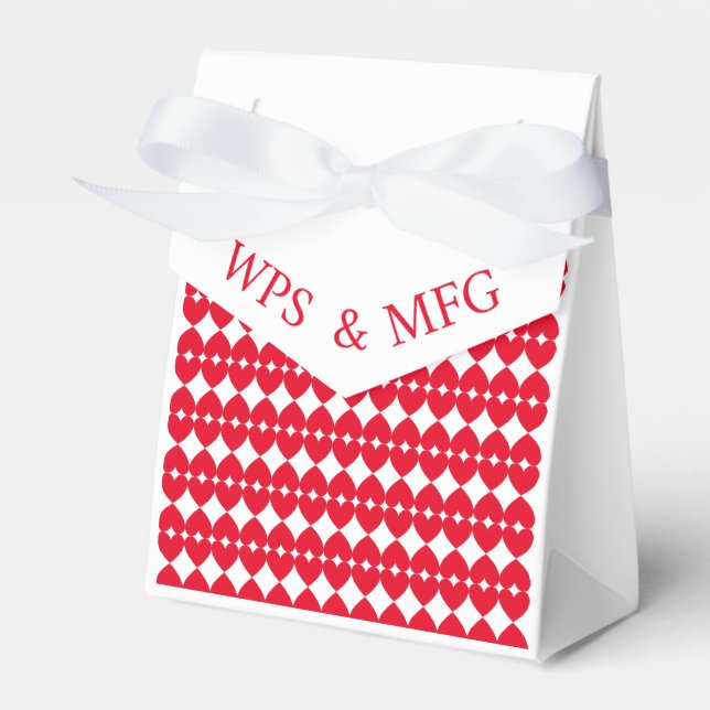 Personlig Bride and Groom Monogram, Red Hearts Presentaskar (Framsidan Sidan)