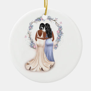 Personlig Bride & Bridesmaid julprydnad Julgransprydnad Keramik