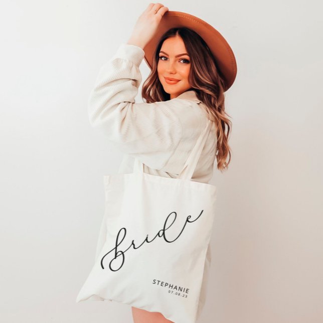 Personlig Bride Cute Script Tote Bag Tygkasse (Skapare uppladdad)