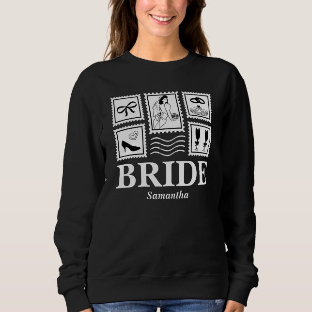Personlig Bride Frimärke Collage T Shirt (Framsida)