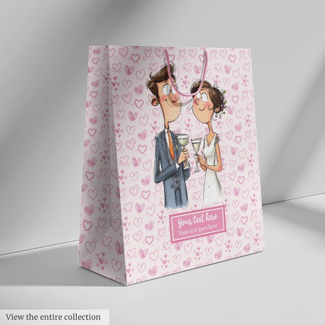 Personlig Bride Groom Gift Bag Funny Tecknad (Personalized Bride Groom Gift Bag Funny Cartoon)