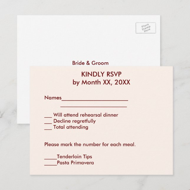 Personlig Bride & Groom OSA Bröllop vykort (Fram/baksida)