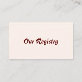 Personlig Bride & Groom Registry Card Tilläggskort