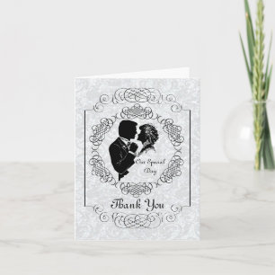 Personlig Bride & Groom Silhouette Note Card Tack Kort
