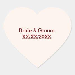 Personlig Bride & Groom Wedding Stickers Hjärtformat Klistermärke