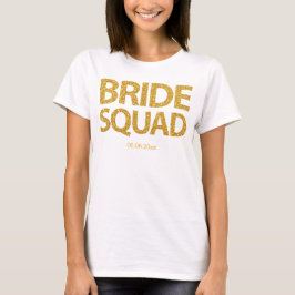 Personlig Bride Squad Golden Sequins Tee Shirt