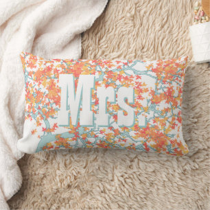 Personlig Brides Coral och Aqua Romantic Träd Lumbarkudde
