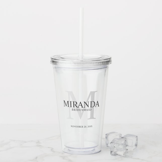 Personlig Bridesmaias Monogram och Namn Acryli Take Away Mugg (Skapare uppladdad)
