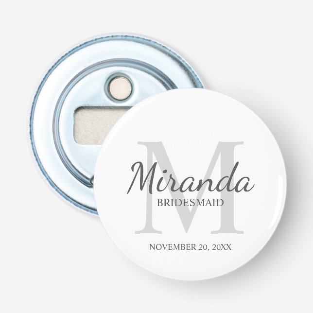 Personlig Bridesmaias Monogram och Namn Flasköppnare (Framsidan)