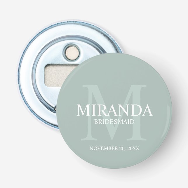 Personlig Bridesmaias Monogram och Namn Flasköppnare (Framsidan)