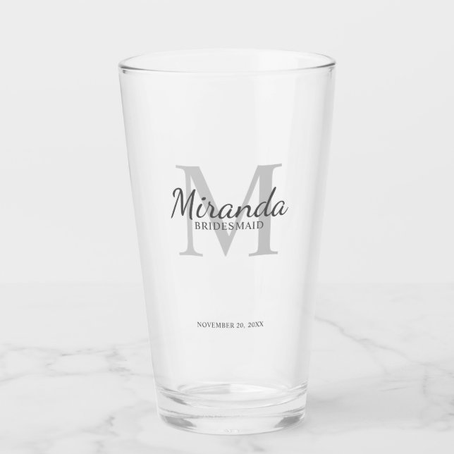 Personlig Bridesmaias Monogram och Namn Glaskopp (Framsida)