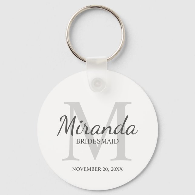 Personlig Bridesmaias Monogram och Namn Nyckelring (Framsida)