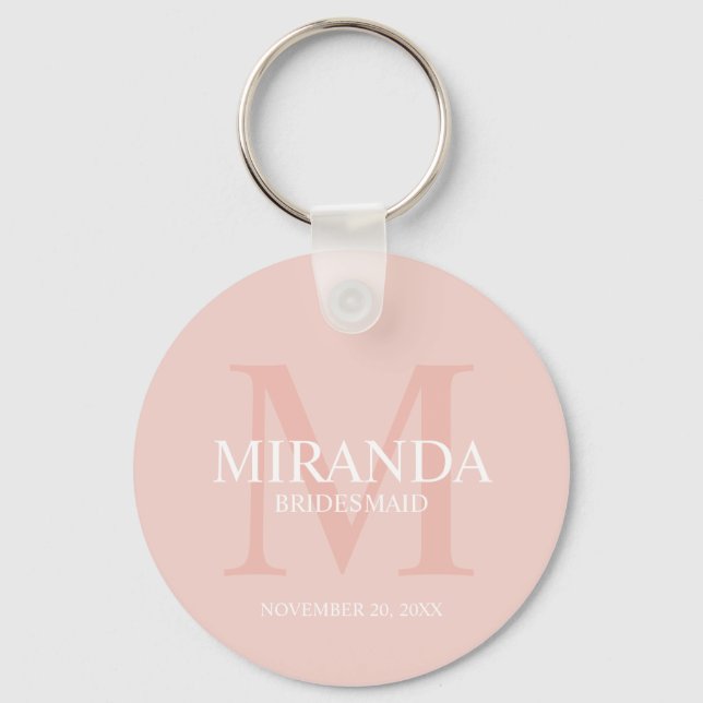 Personlig Bridesmaias Monogram och Namn Nyckelring (Framsida)