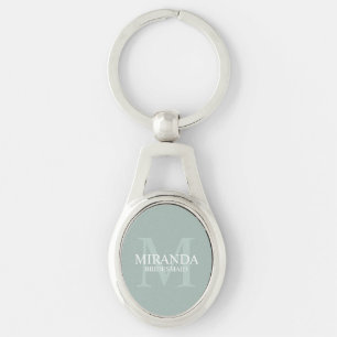 Personlig Bridesmaias Monogram och Namn Ovalt Silverfärgad Nyckelring