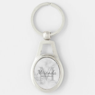 Personlig Bridesmaias Monogram och Namn Ovalt Silverfärgad Nyckelring
