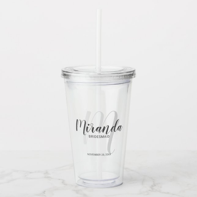 Personlig Bridesmaias Monogram och Namn Take Away Mugg (Framsida)