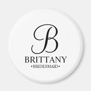 Personlig Bridesmaias Namn och Monogram Magnet