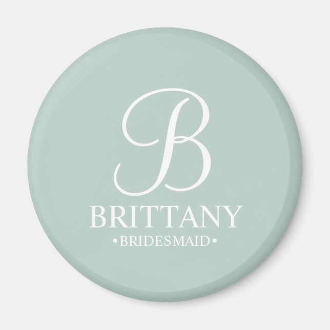 Personlig Bridesmaias Namn och Monogram Magnet (Framsidan)