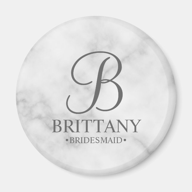 Personlig Bridesmaias Namn och Monogram Magnet (Framsidan)