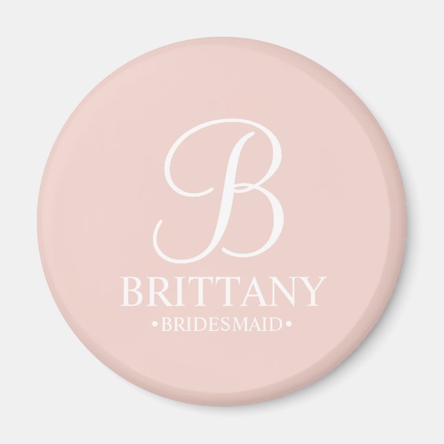 Personlig Bridesmaias Namn och Monogram Magnet (Framsidan)