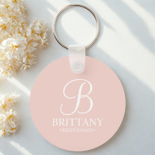 Personlig Bridesmaias Namn och Monogram Nyckelring